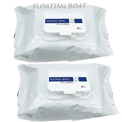 2 X 75% Alcohol Clean Wet Wipes 160 Large Sheets (2x80)  Resealable Healthcare • $21.58