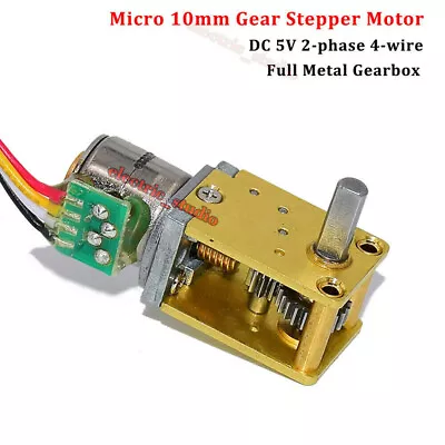 Mini 10MM DC 5V 2-Phase 4-Wire Full Metal Gearbox Worm Gear Stepper Motor Robot • $8.25