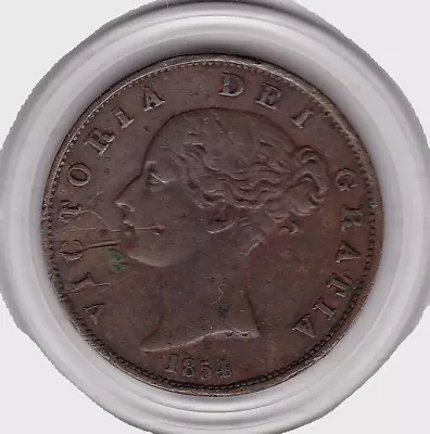 1854   Copper   Queen  Victoria   One Half  Penny  Coin • $1.25