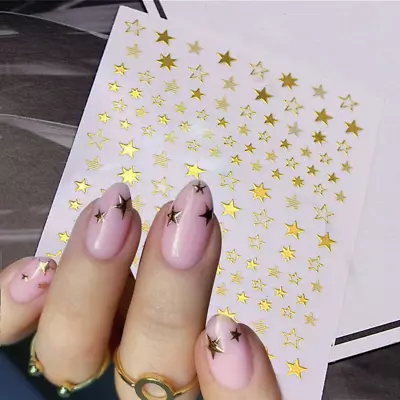 3D Gold Stars Nail Stickers Art DIY Designs Waterproof Decal Manicure Decor US • $3.99