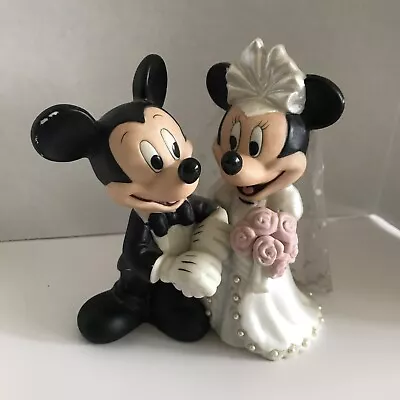 Disney Mickey & Minnie Mouse Wedding Bride And Groom Porcelain Cake Topper • $20