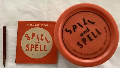Vintage 1950s Spill And Spell Game Word Dice Orange Table Game • $10