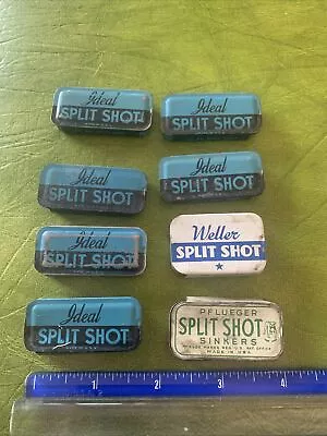 8 Vintage Fishing Split Shot Tins Ideal Weller Pflueger Take A Boy Fishing Iowa • $88