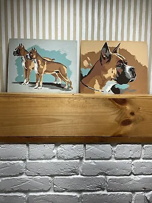 Vintage Mid-Century Paint-By-Number Boxer Dog Pictures 8 X 10 Set Of 2 Unframed • $39.99