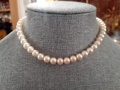 Vintage Glass Pearl Individually Knotted Choker/collar Necklace • $15.99