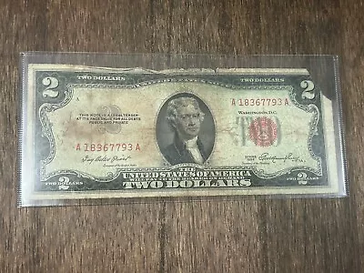 1953   $2 Red Seal Two Dollars  U.s.note   Damaged • $4