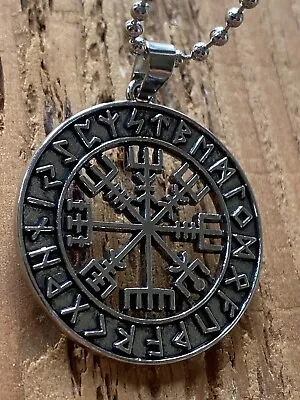 Viking Vegvisir Stainless Steel Necklace Nordic Compass Pendant Women Men • $11.99