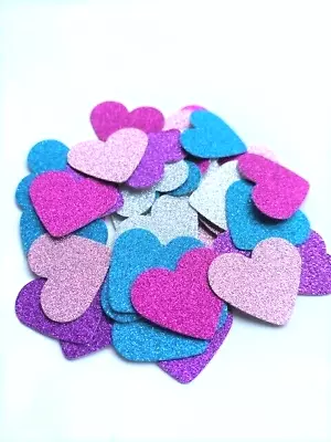 SPARKLY HEARTS X 50 CARD 2.5cm CARD MAKING CRAFT EMBELLISHMENTS SCRAPBOOKING  • £1.45