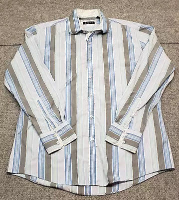 Zagiri Shirt Mens L Button-Up Multicolor Striped Long Sleeve Shirttail Cotton • $16.14