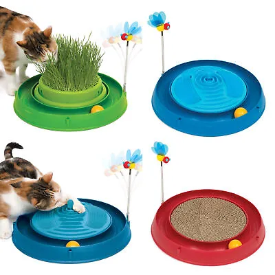 Cat Interactive Toys Catit Play Circuit Ball Toy Scratch Pad Catnip Grass Kits • £8.99