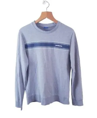 Jack & Jones Men’s Grey Round Neck Knit Jumper Size Small S Acid Wash Ribbed • £12.95