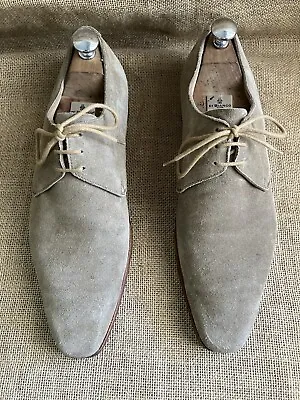 Crockett & Jones HOVE Mens Gray Suede Plain Toe Derby Shoes Size UK 9 E || US 10 • $253