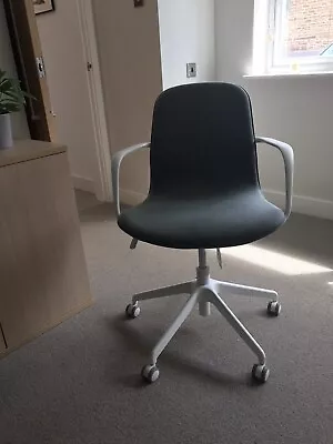 IKEA Langfjall Computer Office Chair With Armrests Gunnared Grey Green/White • £20