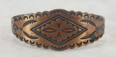 Vintage 1970’s Copper American Indian Symbols Cuff Bangle Bracelet • $24