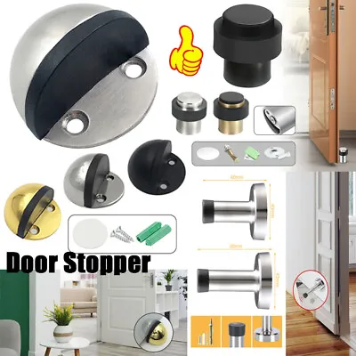 Door Stop Floor Wall Screw Or Stick-on Projection Skirting Rubber Buffer Stopper • £4.62