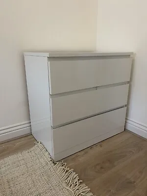 IKEA MALM Chest Of Three Drawer In White • £50