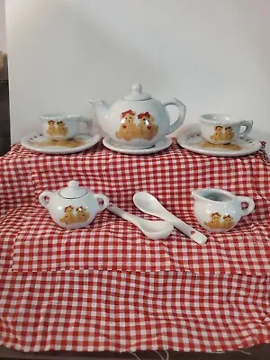 Vintage Mini Tea Set Delton Fine Collectables Porcelain China Teddy Bear • $28.50