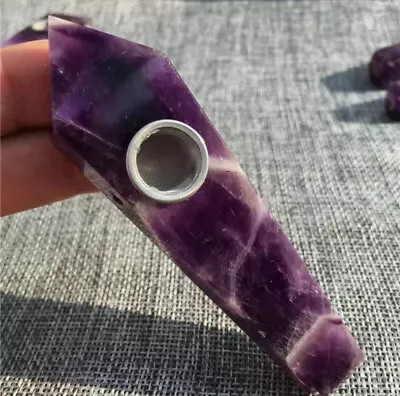 1pc Natural Dream Amethyst Quartz Carved Somking Pipe Crystal Reiki Healing Gift • $9.90