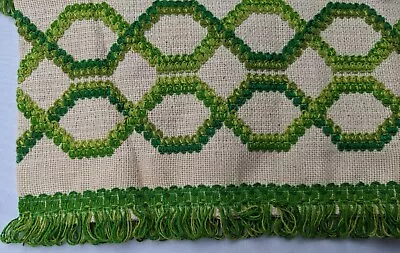 Fashion Manor Vtg JC Penney Valance Cream Green Fringe Retro Boho Penneys New • $19.95