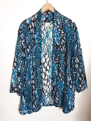 Vikki Vi Open-Front Cardigan Size 2X Blue Black Gray Semi-sheer Mesh Lace  • $24