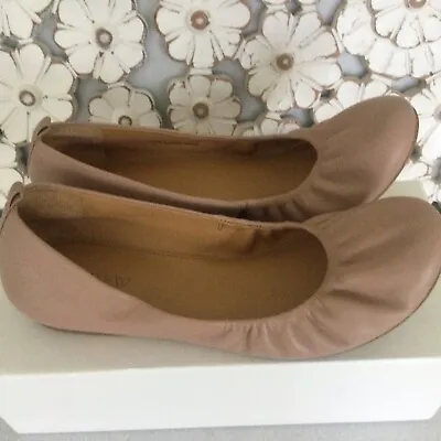 J. Crew Latte Ballet Flats 100% Leather Elastic Front Comfort 8.5 No Box • $28.99