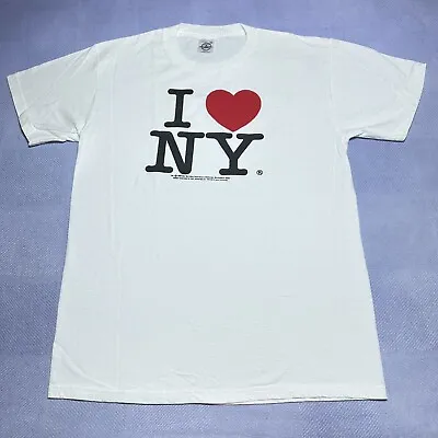 Vintage 1990s I Love NY New York White Short Sleeve T-Shirt Adult Size Medium • $19.39