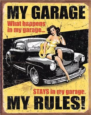 MY GARAGE Metal Tin Sign Picture 16x12 Auto Pin Up Home Office Wall Decor Gift • $9.99