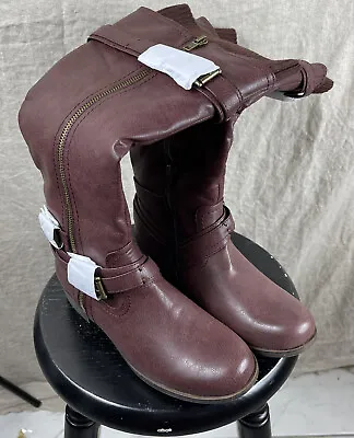 $40.99 • Buy Just Fab Women's Burgundy Tall Zip Up Kadijah Winter Boots Size 9