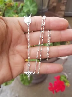 Silver 925 Catholic Rosary / Rosario Plata Mexicana 925 5gramos 20/23'' 2.4mm • $32