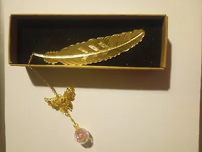 Vintage-Style Metal Feather Bookmark With Butterfly Pendant • $8.99