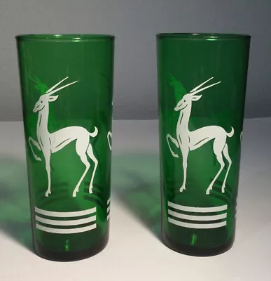 2 Hazel Atlas Green Gazelle Highball Tom Collins Glasses MCM Bar Ware • $17.99