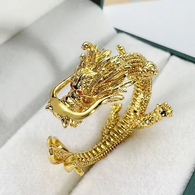 Ethnic Style Retro Dragon Opening Adjustable Ring Inlaid Diamond Zodiac Ring ZSY • £5.35