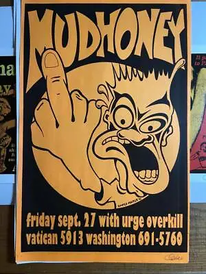 Original 1991 MUDHONEY Urge Overkill Concert Poster Uncle Charlie Signed  • $249