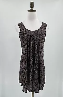 Free People Womens Brown Print Rayon Sleeveless Short Mini Tunic Dress Sz M • $19