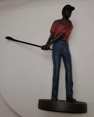 Vintage Bronze Sculpture Golfer Woman PGA Red Shirt Blue Pants 11   • $20.95