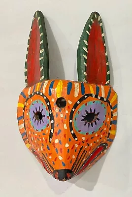 Vintage Carnival Mask Handcarved Wood Animal Wolf Dog Rabbit South American • $44.37