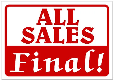 ALL SALES FINAL Retail Store Sale Sign Business Shopping Message 11 X 7  Sign   • $7.69