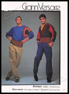 Gianni Versace Clothing 1980s Print Advertisement Ad 1982 Avedon Male Models • $10.99