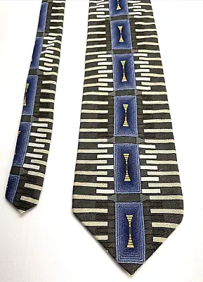 Screenplay By Martin Wong 55” Men’s Tie All Silk Made In USA Green Blue Design • $16.76