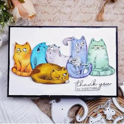 6pcs Cats Metal Cutting Dies Stencil Scrapbook Embossing Card Paper Album Craft • £3.99