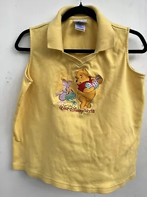 Vintage Disney Walt Disney World Winnie The Pooh Piglet Yellow Polo Shirt M • $20