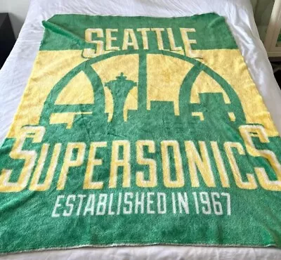 Vintage Seattle Supersonics Est 1967 Fleece Throw Blanket • $40