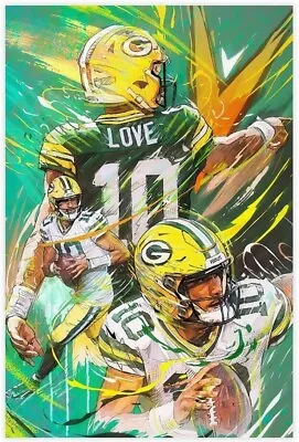 Jordan Love 12x18 Canvas Poster - Greenbay Packers Football Star - New 🏈 • $8