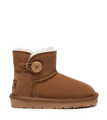 AS UGG Kids Boots Sheepskin Wool Suede Upper EVA Nonslip Mini Button Boots Nolan • $82