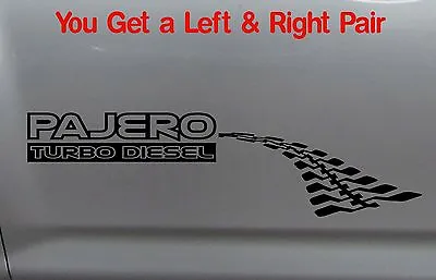 PAJERO TURBO DIESEL 4x4 Wagon Tyre Tracks Mitsubishi Sticker PAIR 300mm • $15.90