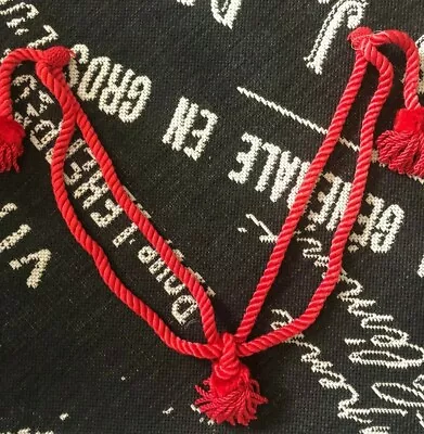 Vtg Red DRAPERY TIE BACK CORD Tassels 42  LONG Mantel CURTAIN Drape  A • $12.95