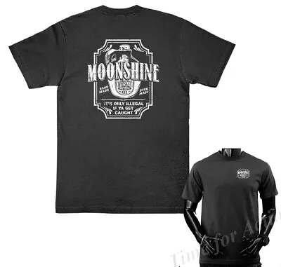 Hand Made Original Moonshine Whisky Crest Funny Joke Humor Humorous T-shirt • $13.87