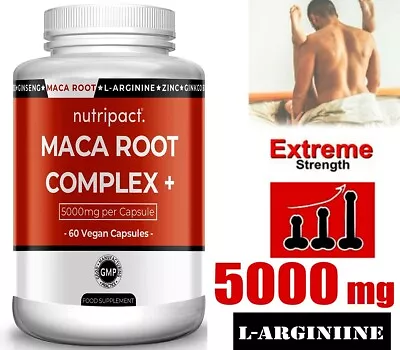 £15.99 • Buy Maca Root Ginseng With L Arginine 5000mg - 60 Vegan Capsules For Men & Women