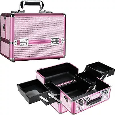 Professional Train Makeup Case Cosmetic Organizer With Trays Lock And Keys By VB • $49.99