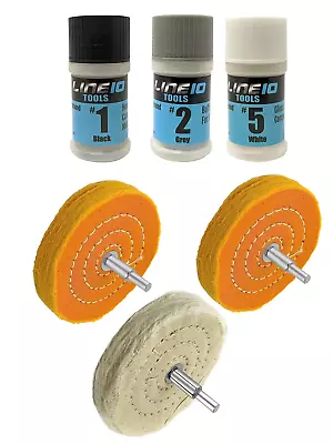 LINE10 Tools Metal Buffing Wheel Kit For Drill With 3 Step Polishing Compound • $22.91